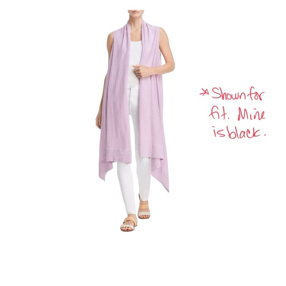 DKNY BLACK LINEN KNIT OPEN FRONT SWEATER VEST MULTIWAY INFINITY WRAP - Picture 3 of 15